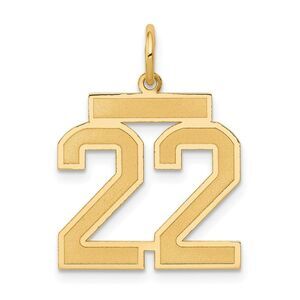 14k Yellow Gold, Jersey Collection, Medium Number 22 Pendant